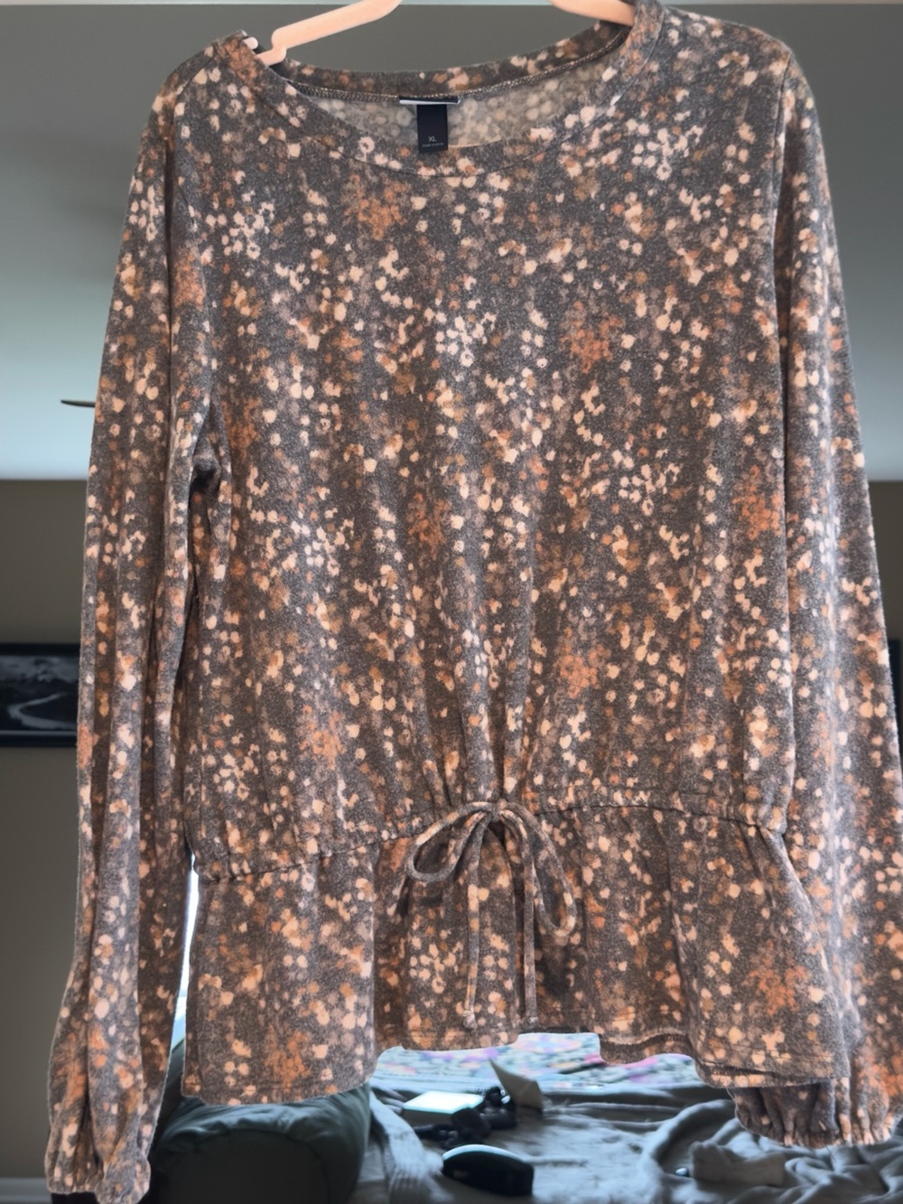 Daytrip Rust and Cream Speckle Drawstring Hem Sweatshirt